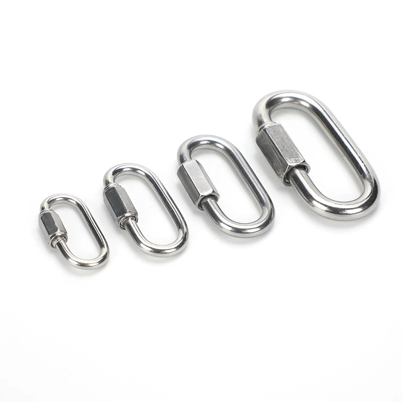 304 Stainless Steel Oval Locking Carabiner Clip, Quick Links, Rope Connector for Trailer, Swing, Hammocks, Cable, Camping
304 Stainless Steel Oval Locking Carabiner Clip, Quick Links, Rope Connector for Trailer, Swing, Hammocks, Cable, Camping