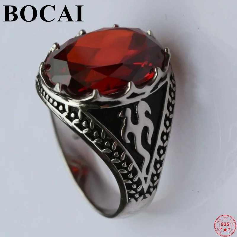 BOCAI S925 Sterling Silver Men's Ring New Fashion Classic Retro Totem Oval Red Zircon Pure Argentum Gemstone Hand Jewelry
BOCAI S925 Sterling Silver Men's Ring New Fashion Classic Retro Totem Oval Red Zircon Pure Argentum Gemstone Hand Jewelry