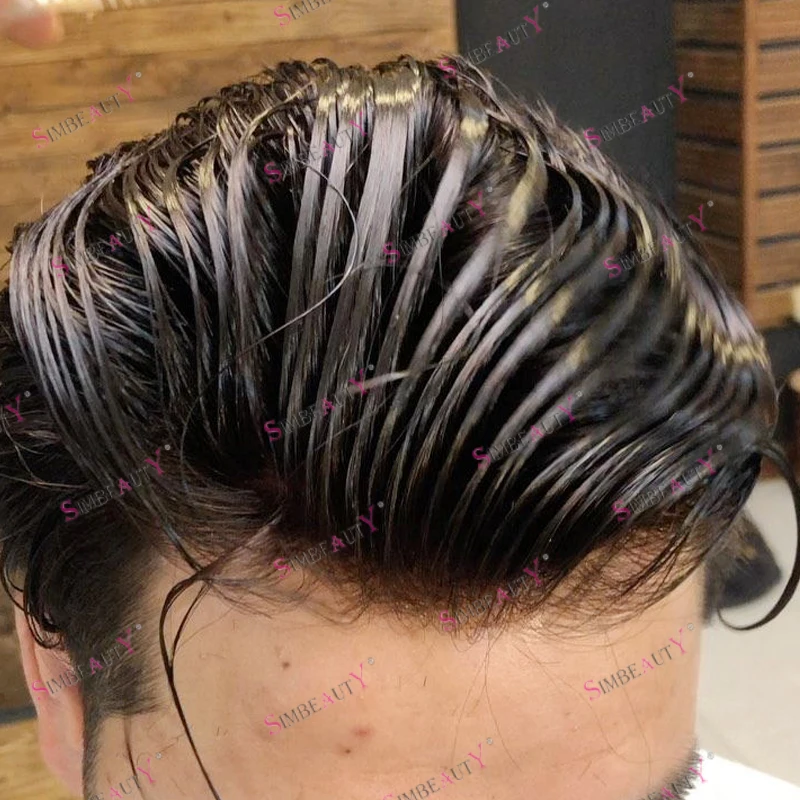 

Парики из натуральных волос для мужчин, суперпрочные натуральные человеческие волосы из полиуретана, основное закрепление, капиллярный протез, парик