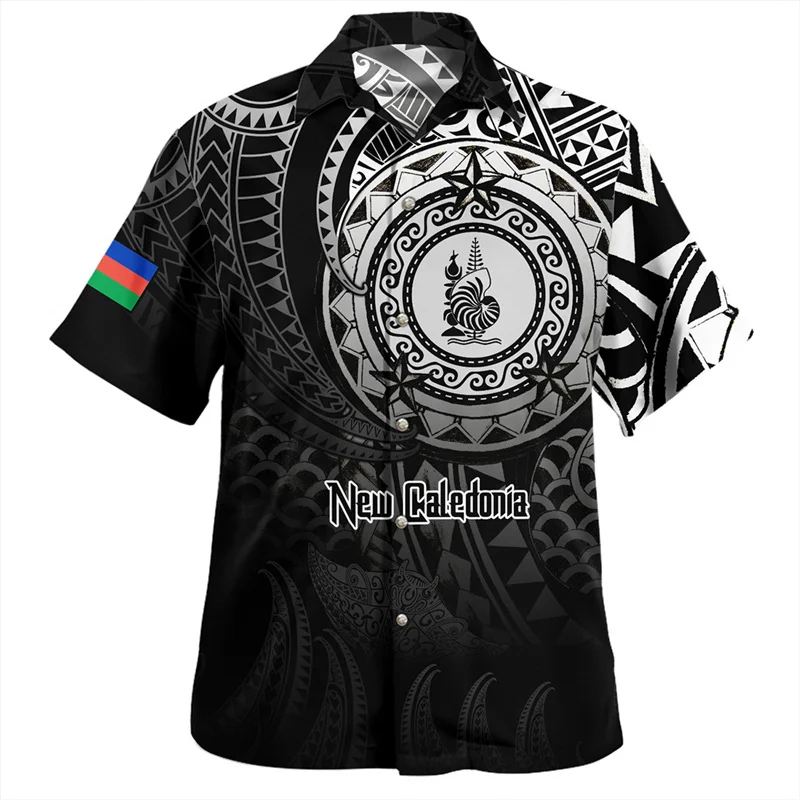 

Harajuku Summer New 3D New Caledonia Flag Printing Shirts Nouvelle-Calédonie Emblem Graphic Short Shirts Men Fashion Clothes Top