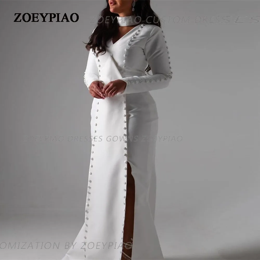 Boho Wedding Dress Elegant Button Vestido De Noiva Women Long Sleeves Bridal Gown High Neck Backless Satin Mermaid فستان ال
Boho Wedding Dress Elegant Button Vestido De Noiva Women Long Sleeves Bridal Gown High Neck Backless Satin Mermaid فستان ال