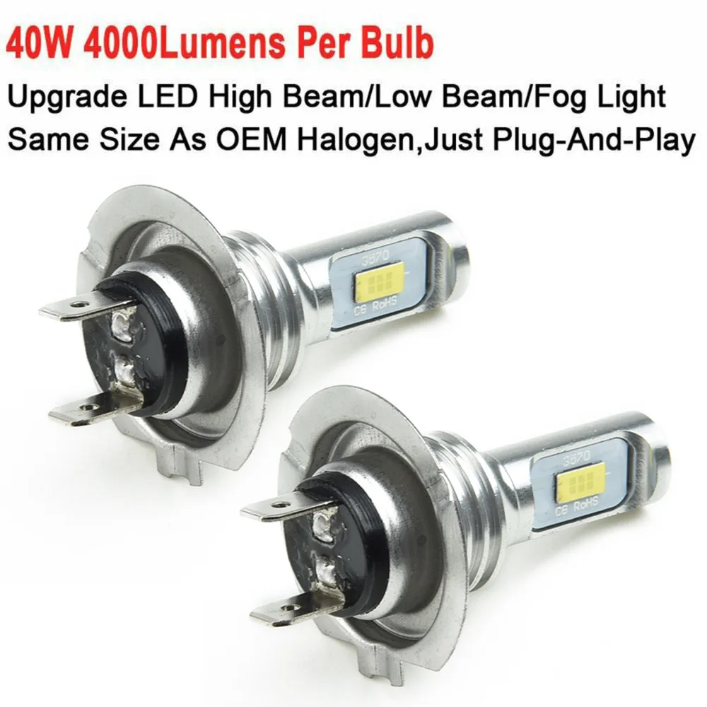 Car Headlight 2pcs H7 LED Headlight Bulb Conversion Kit Ultra High Low Beam 4000LM 6000K 80W Stable Performance
Car Headlight 2pcs H7 LED Headlight Bulb Conversion Kit Ultra High Low Beam 4000LM 6000K 80W Stable Performance