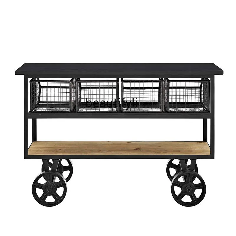 American-Style Wrought Iron Solid Wood Dining Car Trolley with Wheels Dining Tray Cart Drinks Trolley Sideboard Cabinet
American-Style Wrought Iron Solid Wood Dining Car Trolley with Wheels Dining Tray Cart Drinks Trolley Sideboard Cabinet