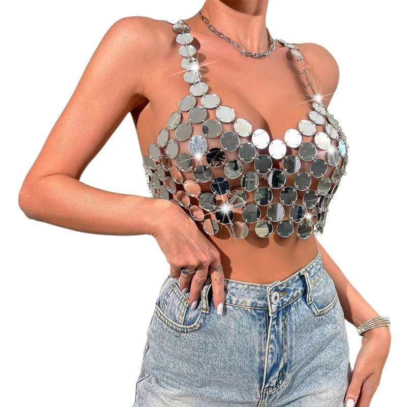 Women Acrylic Sequins Crop Tube Top Sleeveless Backless Chest Chain Body Jewelry Camisole for Festival Party Outfit
Women Acrylic Sequins Crop Tube Top Sleeveless Backless Chest Chain Body Jewelry Camisole for Festival Party Outfit