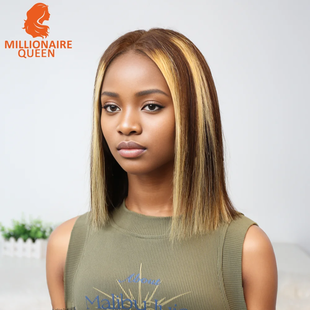 

Super Double Drawn Bone Straight Real Vietname Hair13x4 Bob Wig with 100% Human Hair Nature Black 250% Density For Black Women