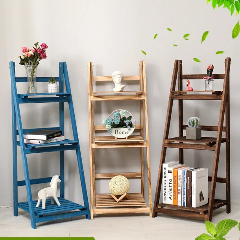 

Foldable Solid Wood Flower Stand Balcony Simple Shoe Rack Garden Shelf Multi-layered Living Room Shelf Free of Installation