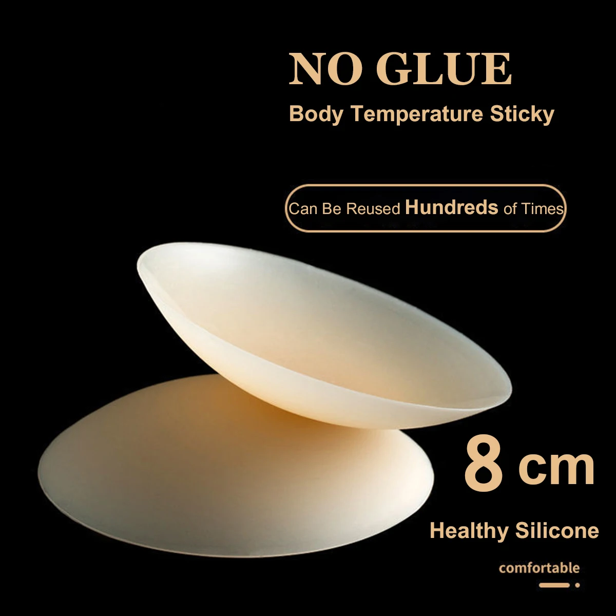 

8cm No Glue Nipple Cover No Trace Sticky Plunge Bra Silicone Nubra Stickers Accessories Invisible Breast Pads Pasties Big Size