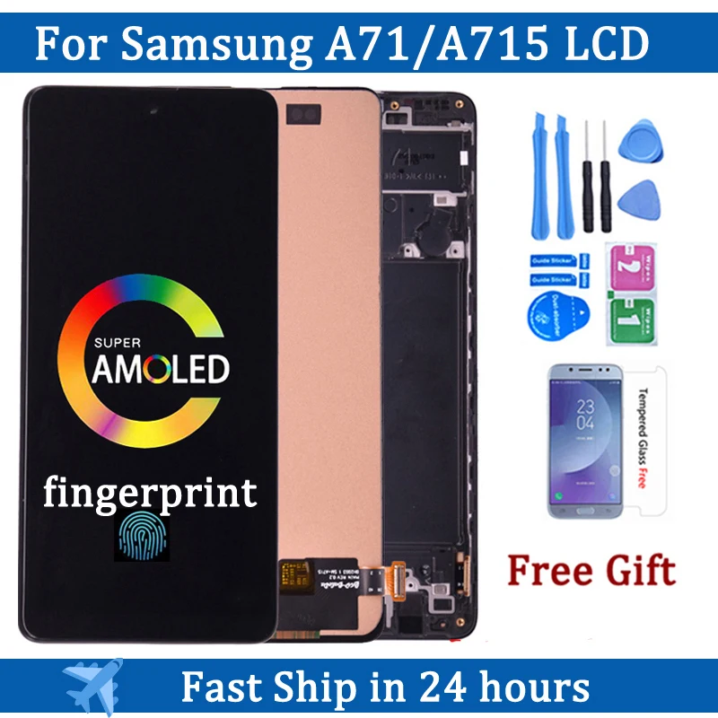 OLED-дисплей для Samsung A71, ЖК-сенсорный экран с дигитайзером в сборе с рамкой A715 A715F A715W A715X, ЖК-экран
OLED-дисплей для Samsung A71, ЖК-сенсорный экран с дигитайзером в сборе с рамкой A715 A715F A715W A715X, ЖК-экран