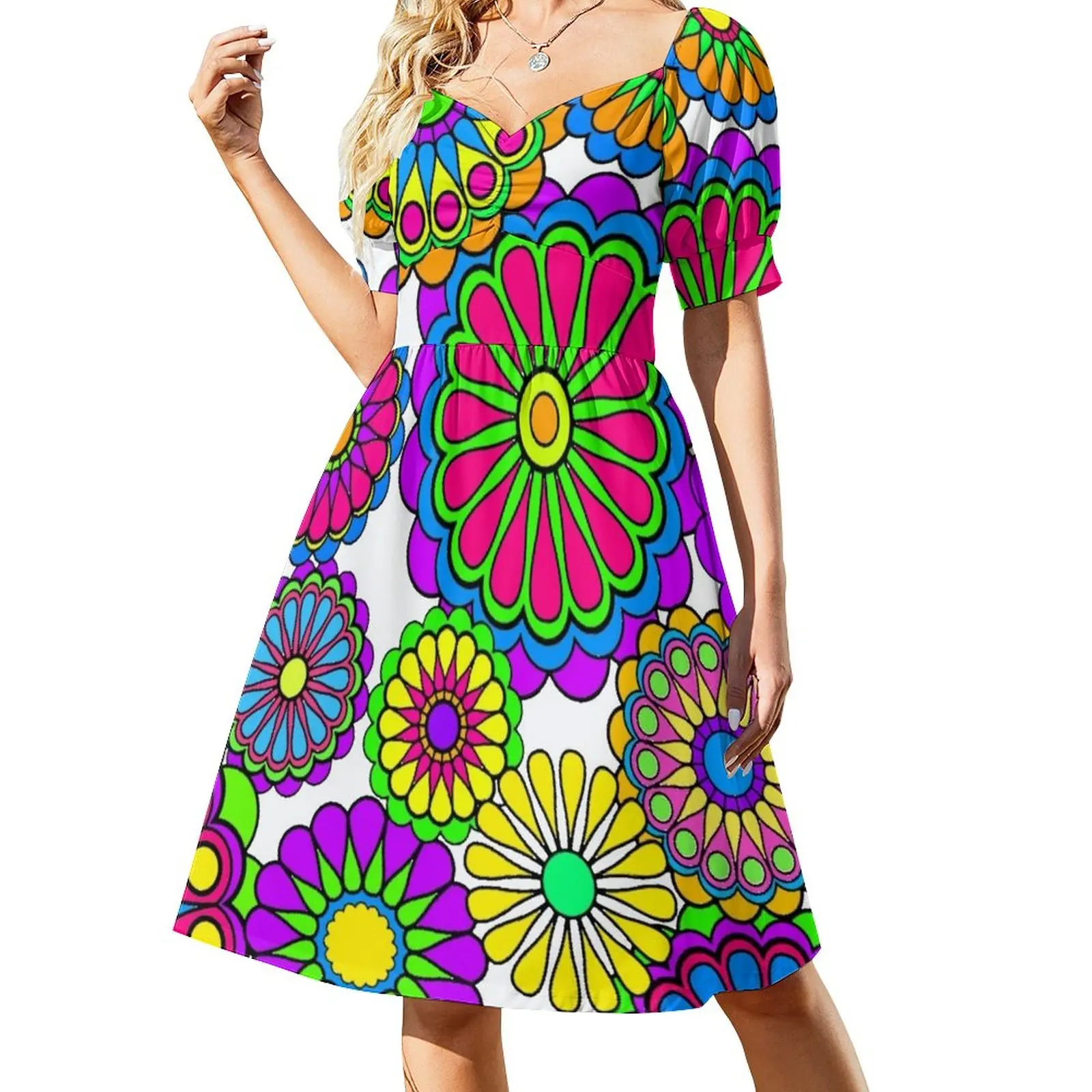 

Счастливое Платье в стиле хиппи с цветами, женская одежда, роскошное летнее платье, корейское женское платье