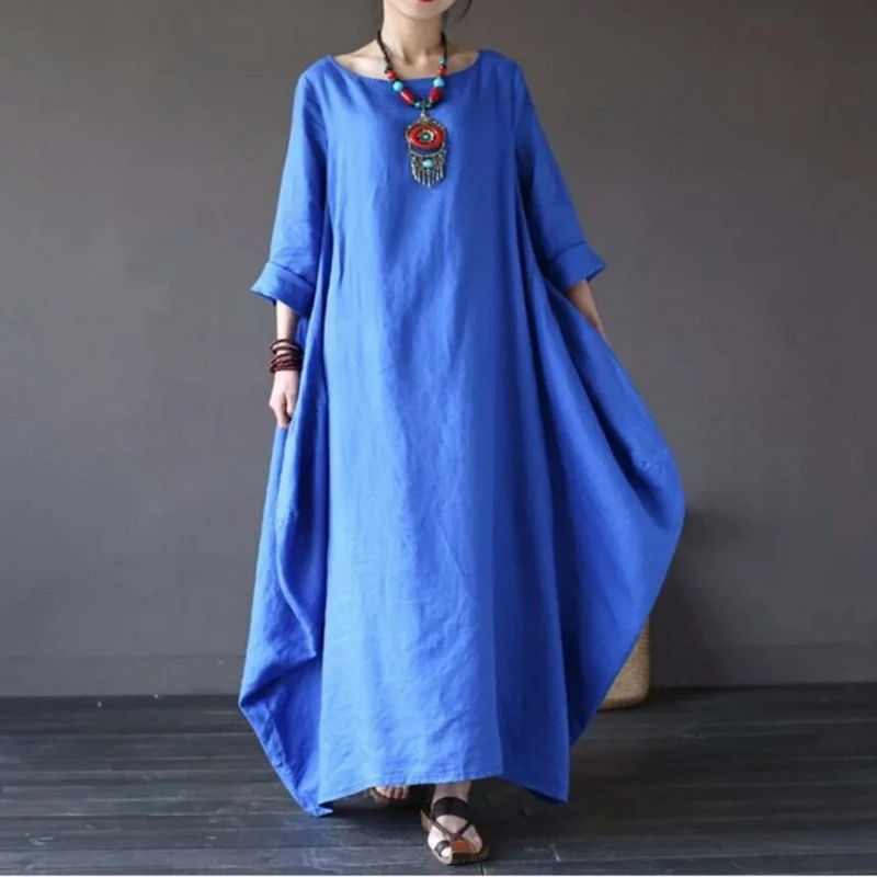 Simple Vintage Women Solid Irregular Hem Dresses 2023 Autumn O-Neck Long Sleeve Loose Waist with Pockets Large Swing Dresses
Simple Vintage Women Solid Irregular Hem Dresses 2023 Autumn O-Neck Long Sleeve Loose Waist with Pockets Large Swing Dresses