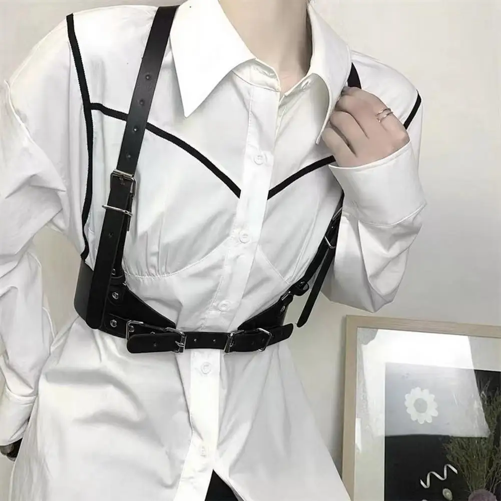 Women Cincher Adjustable Punk Style Pin Buckle Double Straps Elastic Decorate Fashion Accessories Faux Leather Body Harness Belt
Women Cincher Adjustable Punk Style Pin Buckle Double Straps Elastic Decorate Fashion Accessories Faux Leather Body Harness Belt