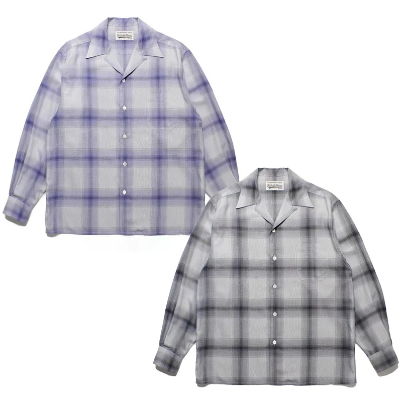 23ss New WACKO MARIA Long Sleeve Shirts Men Women 1:1 Casual Simple Loose Open Collar Buttons Purple Gray Plaid Hawaiian Tops
23ss New WACKO MARIA Long Sleeve Shirts Men Women 1:1 Casual Simple Loose Open Collar Buttons Purple Gray Plaid Hawaiian Tops