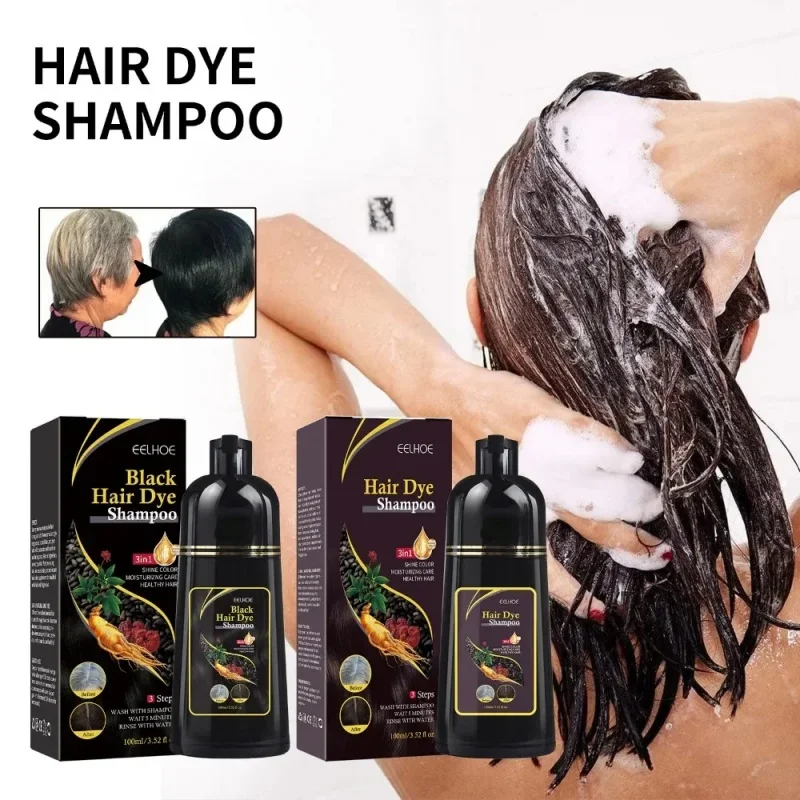 

3 In 1 Hair Color Shampoo 2pcs Natural Herbal Hair Dye Shampoo For Gary Hair Dark Brown Black For Women Men Grey Coverage New