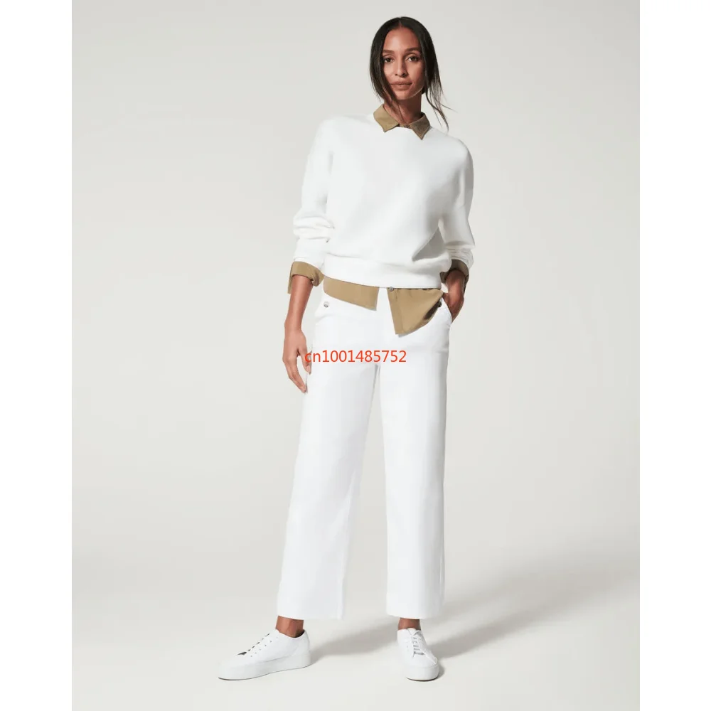 

Holifeni Stretch Twill Cropped Wide Leg Pants Women Plus Size Causal Button Y2k Pants for Daily Party Work OOTD 2023 Fashion