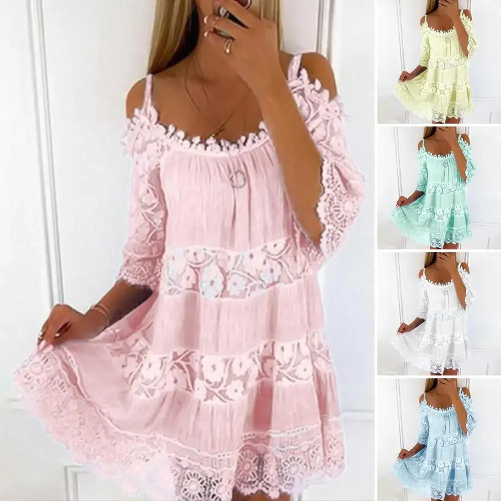Embroidery Crochet Lace Cold Shoulder Mini Dress Women Scoop Neck Half Sleeves Mid-Rise Loose Fit Summer Dress Lady Beach Dress
Embroidery Crochet Lace Cold Shoulder Mini Dress Women Scoop Neck Half Sleeves Mid-Rise Loose Fit Summer Dress Lady Beach Dress