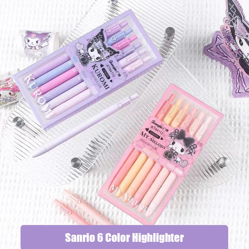 GuangBo KT84112 1Set 6Pcs 6Color Ink Sanrio Kurom My Melody Highlighter Kawaii Student Stationery Supplies
GuangBo KT84112 1Set 6Pcs 6Color Ink Sanrio Kurom My Melody Highlighter Kawaii Student Stationery Supplies