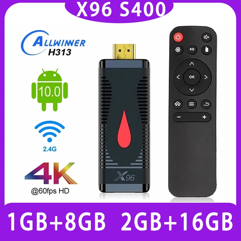

X96 S400 TV Stick Android 10.0 Allwinner H313 Smart Mini TV Dongle 2GB 16GB 1GB 8GB 2.4G Wifi 4K HD Media Player Set Top Box