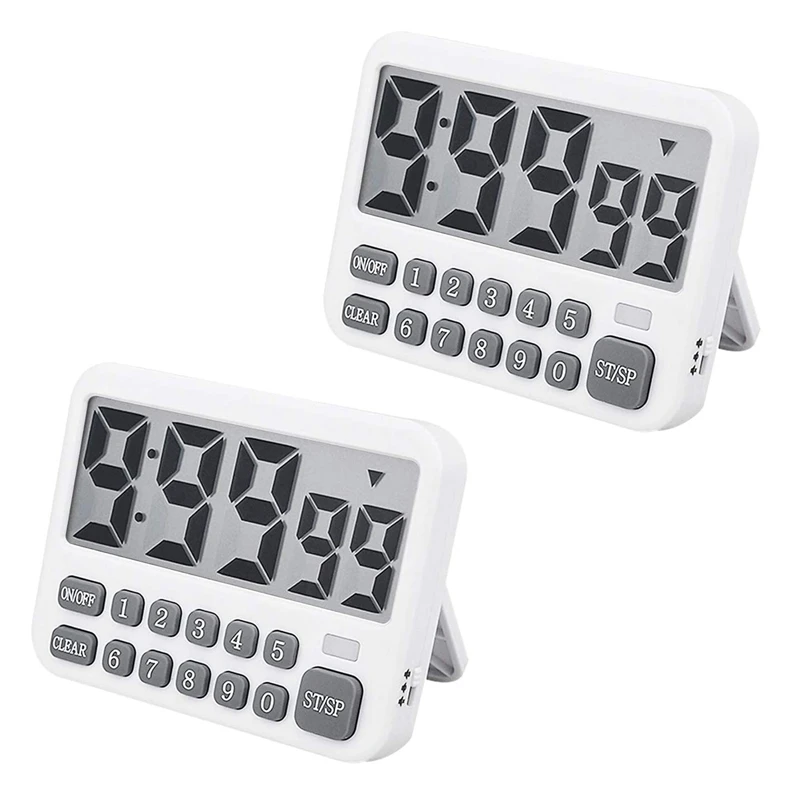 

2X Digital Kitchen Timer, Large Display Cooking Timer Cycle Count Up/Down Timer With Digits Directly Input, Loud Alarm