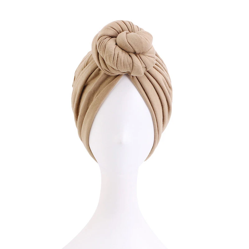 

Large Flower Knotted Turban Head Wrap Solid African Twist Headwrap Stretchy Muslim Ladies Hair Accessories India Hat Chemo Cap