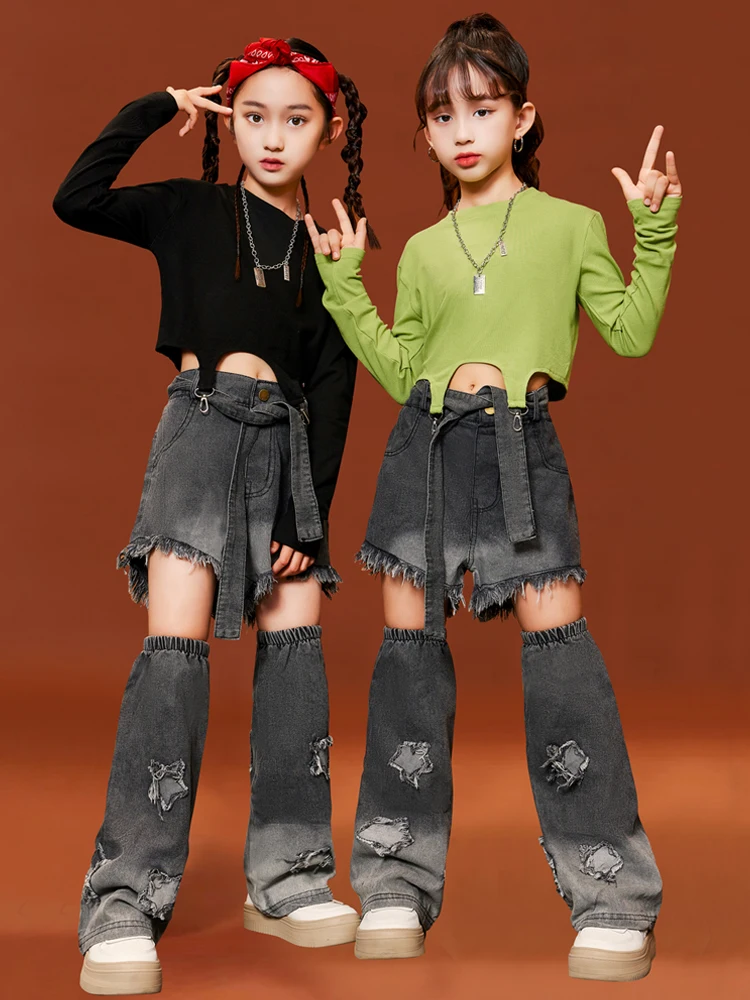 Girls Jazz Dance Clothes Long Sleeves Cropped Tops Fashion Jeans Kpop Performance Clostume Group Hiphop Suit Stage Wear BL11568
Girls Jazz Dance Clothes Long Sleeves Cropped Tops Fashion Jeans Kpop Performance Clostume Group Hiphop Suit Stage Wear BL11568