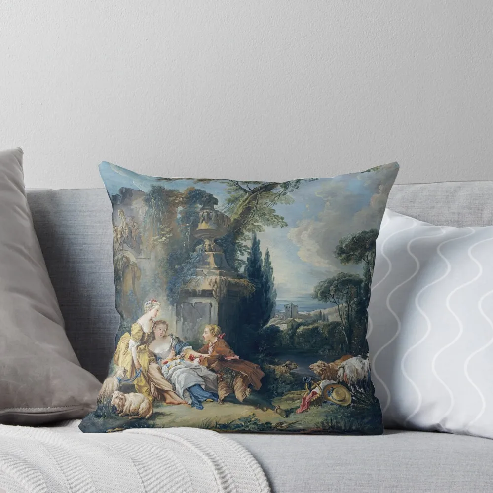 

Pastoral Scene Franois Boucher Throw Pillow Room decorating items Plaid Sofa Decorative Cushions Embroidered Cushion Cover