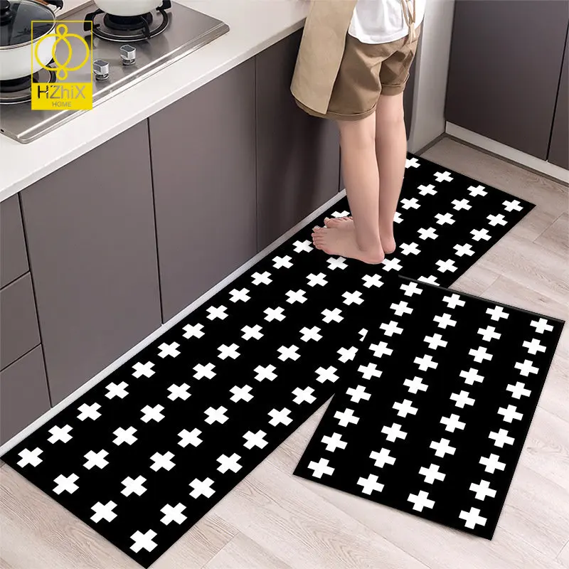Black and White Kitchen Carpet Living Room Geometric Home Decoration Bedroom Bathroom Doormat Welcome Washable Non-slip Rugs
Black and White Kitchen Carpet Living Room Geometric Home Decoration Bedroom Bathroom Doormat Welcome Washable Non-slip Rugs