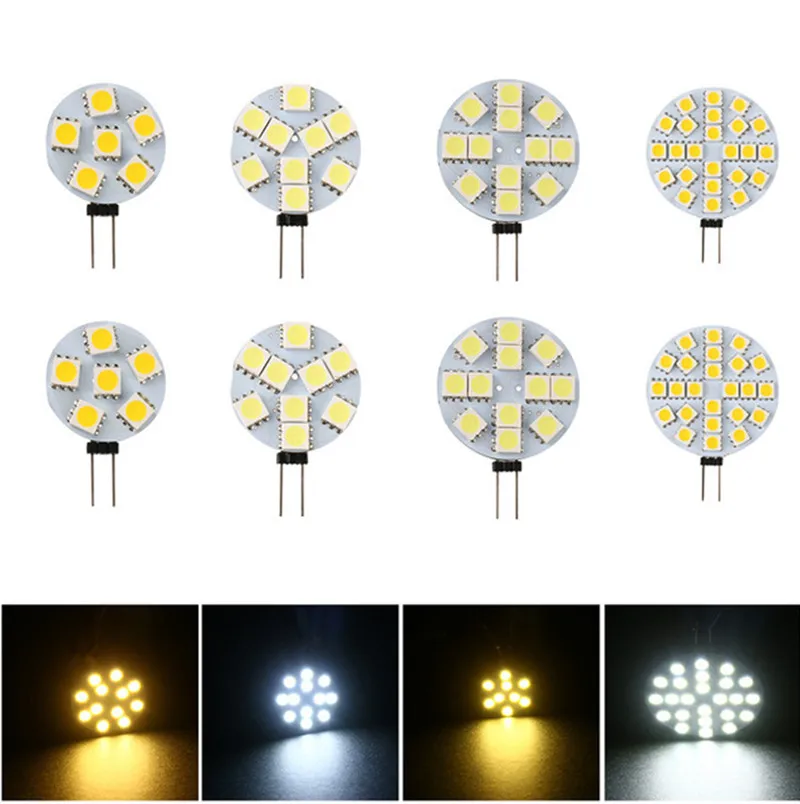 

G4 LED Round Range Hood Bulb 12v SMD5050 6/9/12/24 Leds SMD LED Boat Light White / Warm White Bulb Lamp Spot light