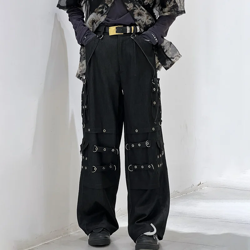 Autumn Men's Chic Darkwear Techwear Denim Straight Flare Pants Streetwear Motorcycle Metal Decoration Hip-hop Jeans 21Z1082
Autumn Men's Chic Darkwear Techwear Denim Straight Flare Pants Streetwear Motorcycle Metal Decoration Hip-hop Jeans 21Z1082