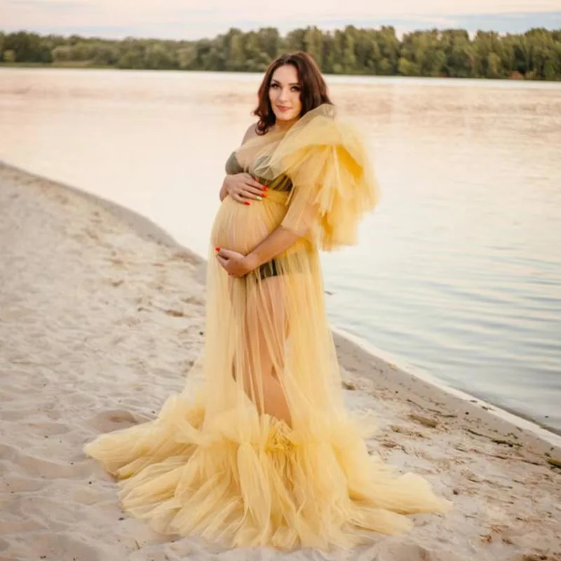 Elegant One Shoulder Tulle Maternity Dresses See Through Sexy Women Tulle Maternity Dressing Gowns For Photography
Elegant One Shoulder Tulle Maternity Dresses See Through Sexy Women Tulle Maternity Dressing Gowns For Photography