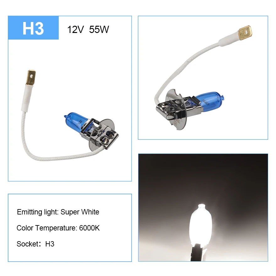 H3 1PC Super White 6000K Fog Halogen Bulb 55W Car Head Lamp Light 4300K Car Styling Light Source Parking Gold Yellow 3000K
H3 1PC Super White 6000K Fog Halogen Bulb 55W Car Head Lamp Light 4300K Car Styling Light Source Parking Gold Yellow 3000K