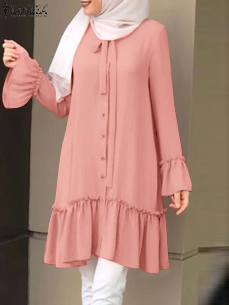 ZANZEA Fashion Ruffles Muslim Tops Long Sleeve O-Neck Solid Color Women's Blouse Elegant Turkey Hijab Blouses Vintage Party Tops
ZANZEA Fashion Ruffles Muslim Tops Long Sleeve O-Neck Solid Color Women's Blouse Elegant Turkey Hijab Blouses Vintage Party Tops