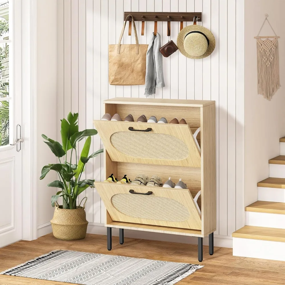 Shoe Cabinet, Shoe Storage Cabinet with 2 Flip-Out Drawers, Modern Two-Tier Shoe Rack Cabinet for Entryway, Hallway
Shoe Cabinet, Shoe Storage Cabinet with 2 Flip-Out Drawers, Modern Two-Tier Shoe Rack Cabinet for Entryway, Hallway