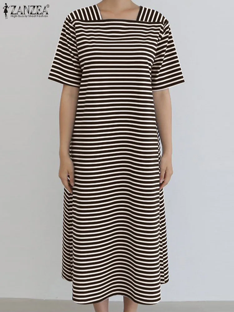 ZANZEA Holiday Loose Vestidos Fashion Striped Panel Midi Dress Women Casual Square Neck Long Dress Leisure Short Sleeve Robes
ZANZEA Holiday Loose Vestidos Fashion Striped Panel Midi Dress Women Casual Square Neck Long Dress Leisure Short Sleeve Robes