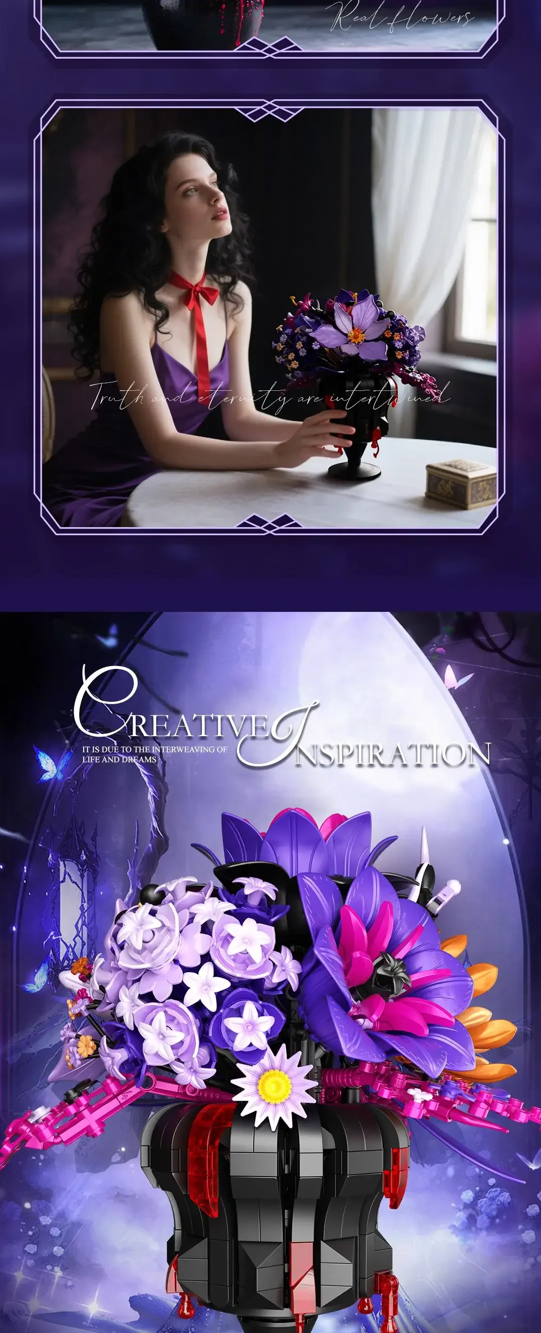 947PCS Gothic Bouquet Building Blocks Preserved Flower Vase Model Bricks Home Decorative Ornaments Kids DIY Toys Holiday Gifts 947PCS Gothic Bouquet Building Blocks Preserved Flower Vase Model Bricks Home Decorative Ornaments Kids DIY Toys Holiday Gifts