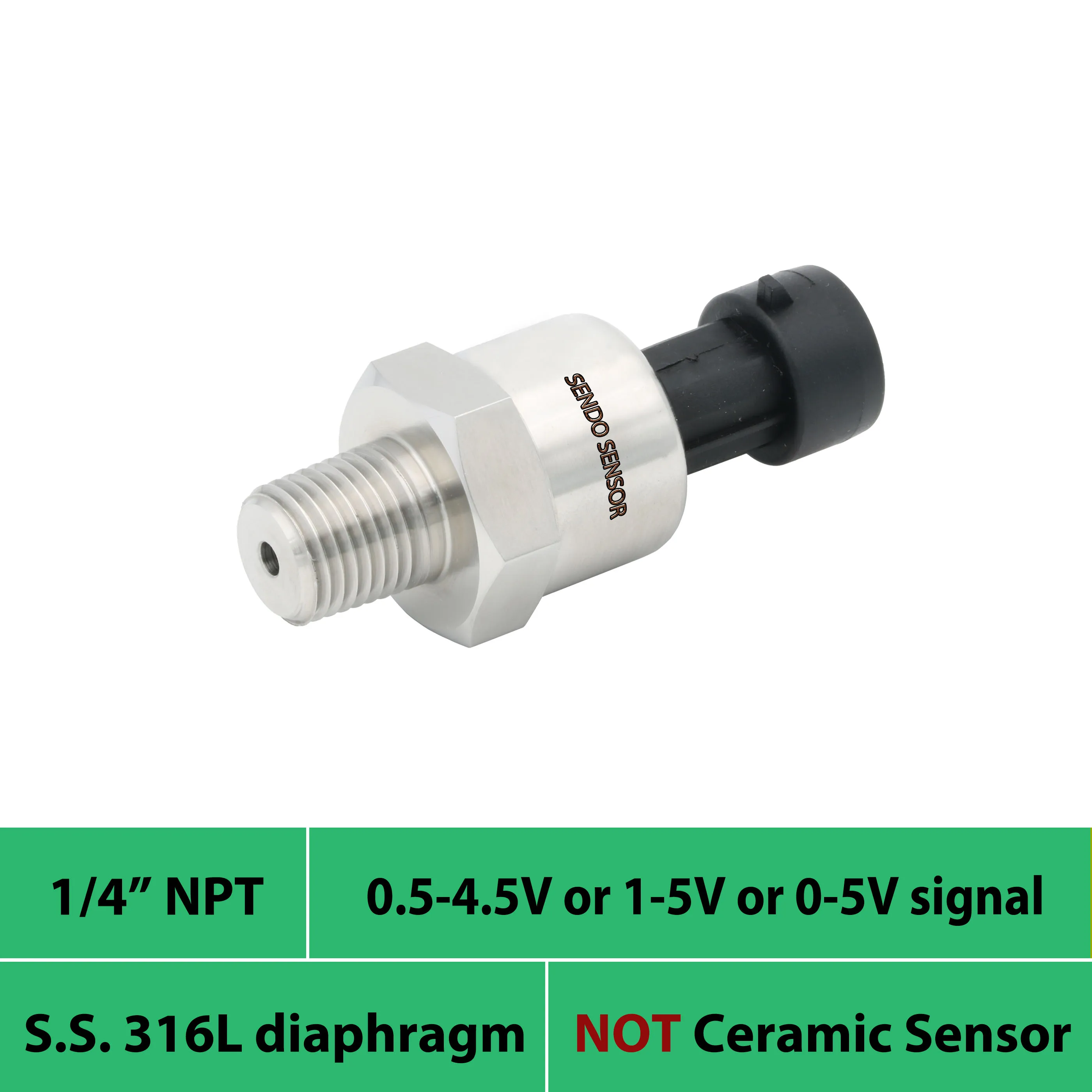 

1 4 NPT thread, affordable pressure sensor, water, oil, 0 30, 50 psi, 75, 15psig, 1mpa, 10bar, 16bar, AISI 316L diaphragm, IP65