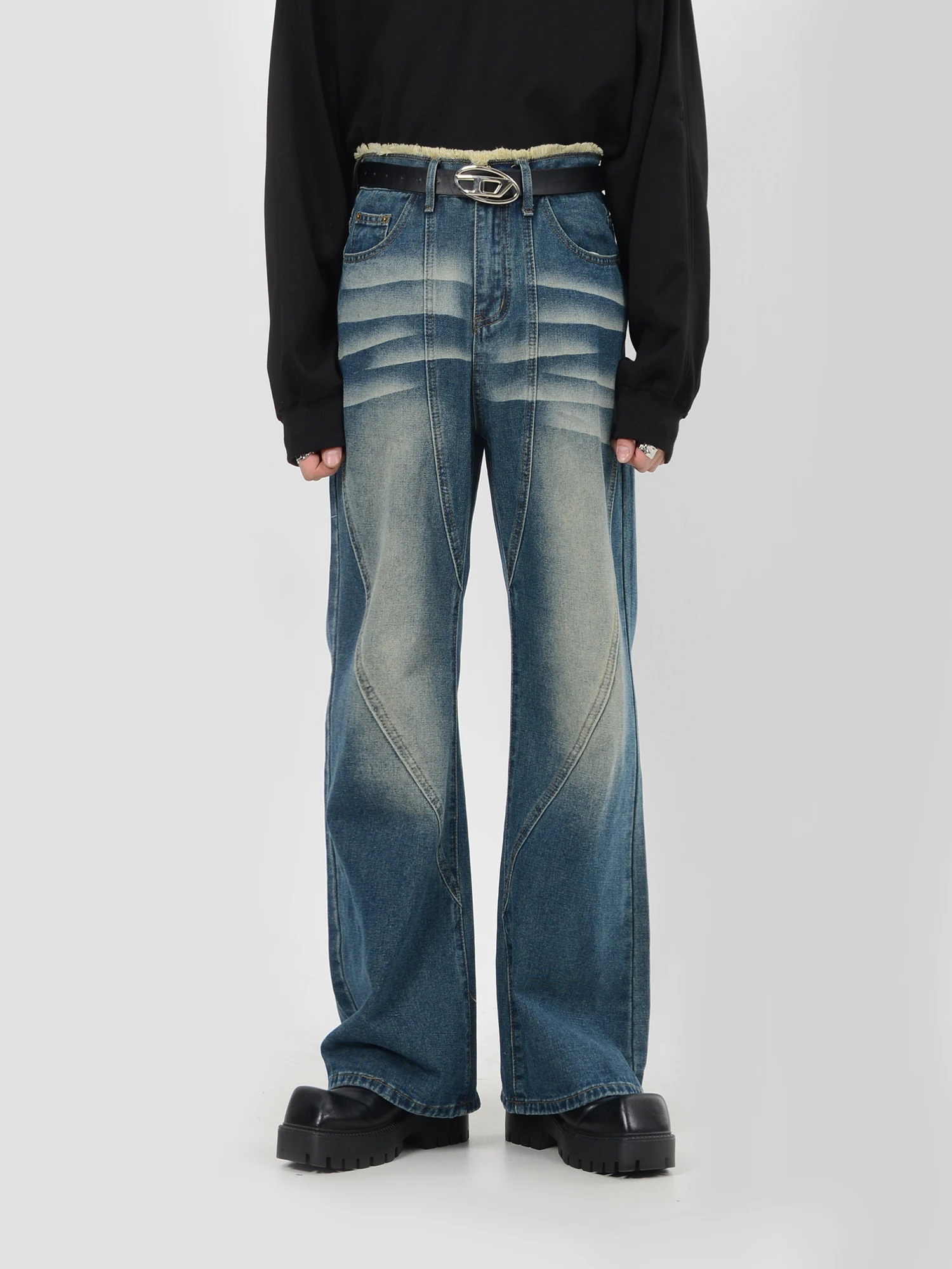 Dark Avant-Garde Style Pants Vintage Jeans men's Straight Leg Slacks With Fur Hem
Dark Avant-Garde Style Pants Vintage Jeans men's Straight Leg Slacks With Fur Hem