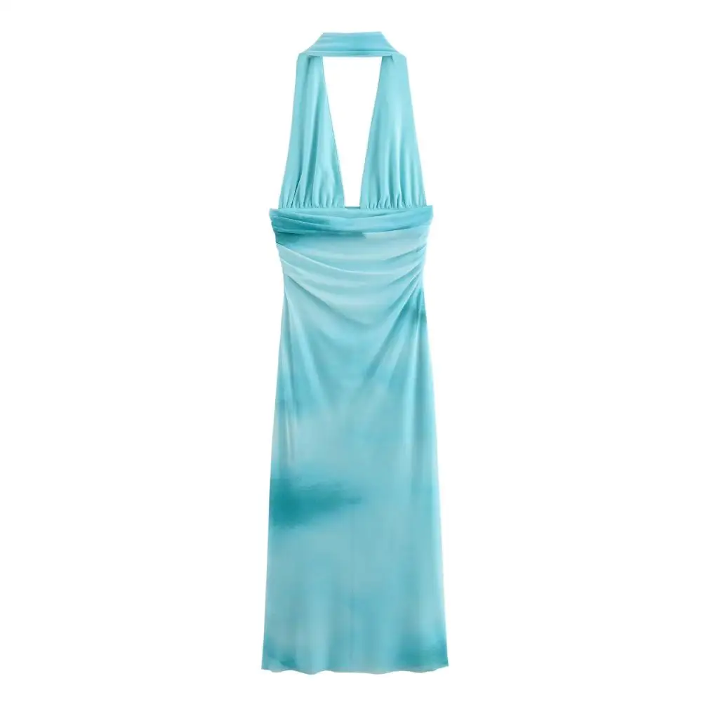 Elegant Printed Tulle Backless Halter Dress for Woman Sexy Tie-Dye Print Halter Slip Mesh Dress Lady Casual Beach Holiday Wear
Elegant Printed Tulle Backless Halter Dress for Woman Sexy Tie-Dye Print Halter Slip Mesh Dress Lady Casual Beach Holiday Wear