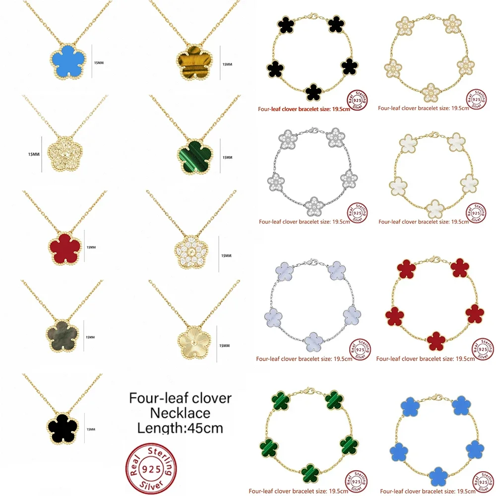 Hot Sale New Fashion Flower Pendant S925 Sterling Silver VCA Necklace with Lucky Clover Bracelet Women Jewelry Gift
Hot Sale New Fashion Flower Pendant S925 Sterling Silver VCA Necklace with Lucky Clover Bracelet Women Jewelry Gift