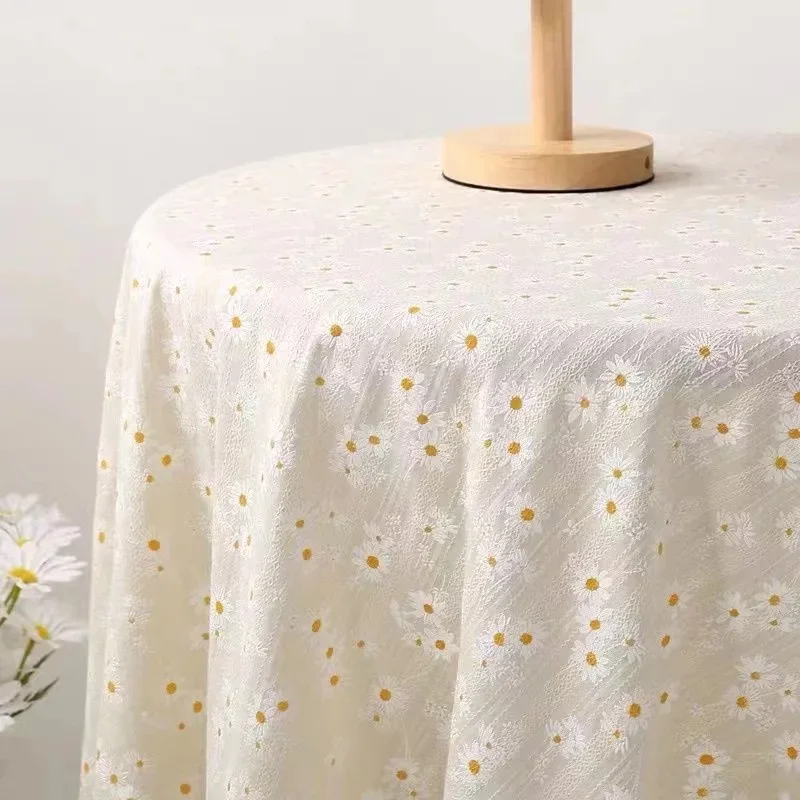 

Daisy Cotton Hemp Decorative Table Cloth French Japanese Small Fresh Rural Fragmented Tea Table Cloth Table Cloth M6R3879