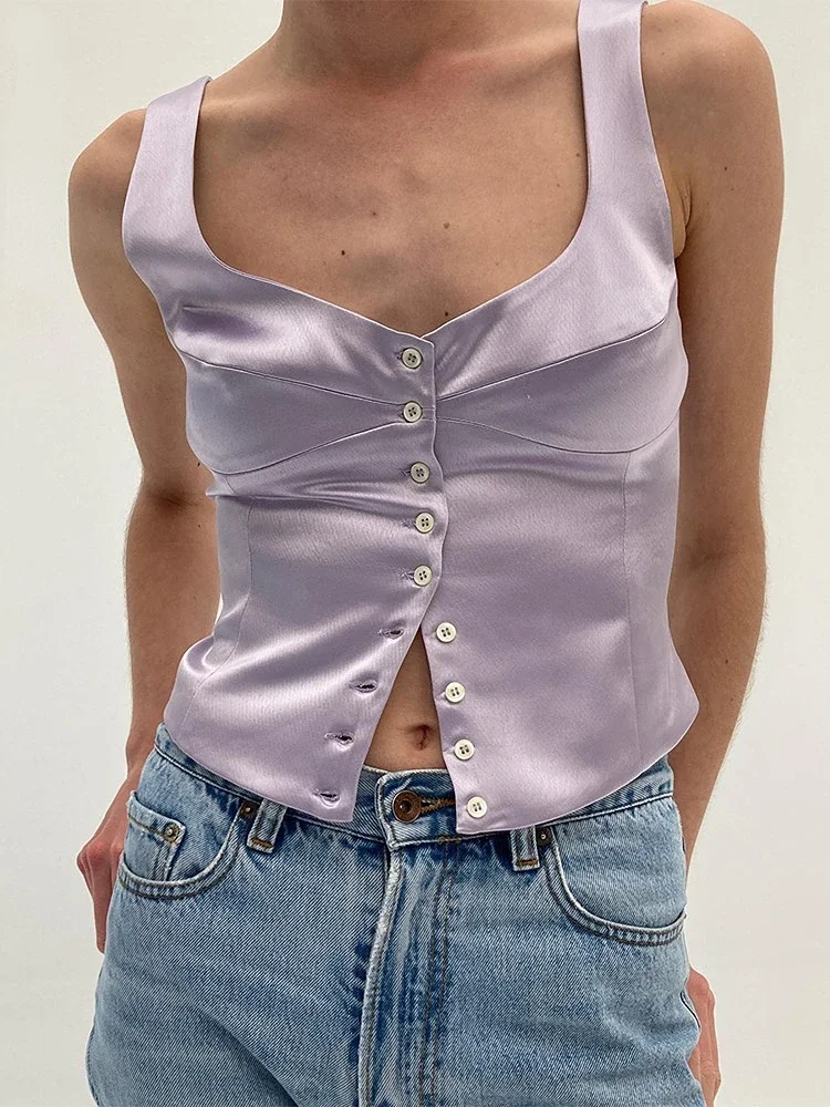 2023 Round Collar Single Breasted Tank Top Women 2022 Summer Sexy Sleeveless Elegant Crop Top Solid Casual Ladies Streetwear
2023 Round Collar Single Breasted Tank Top Women 2022 Summer Sexy Sleeveless Elegant Crop Top Solid Casual Ladies Streetwear