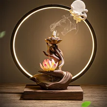 

Zen Buddha Hand Incense Burners Backflow Incense Burner Holder Lotus Home Decor Joss Stick Aroma Tower Censer Ceramic Dragon #10