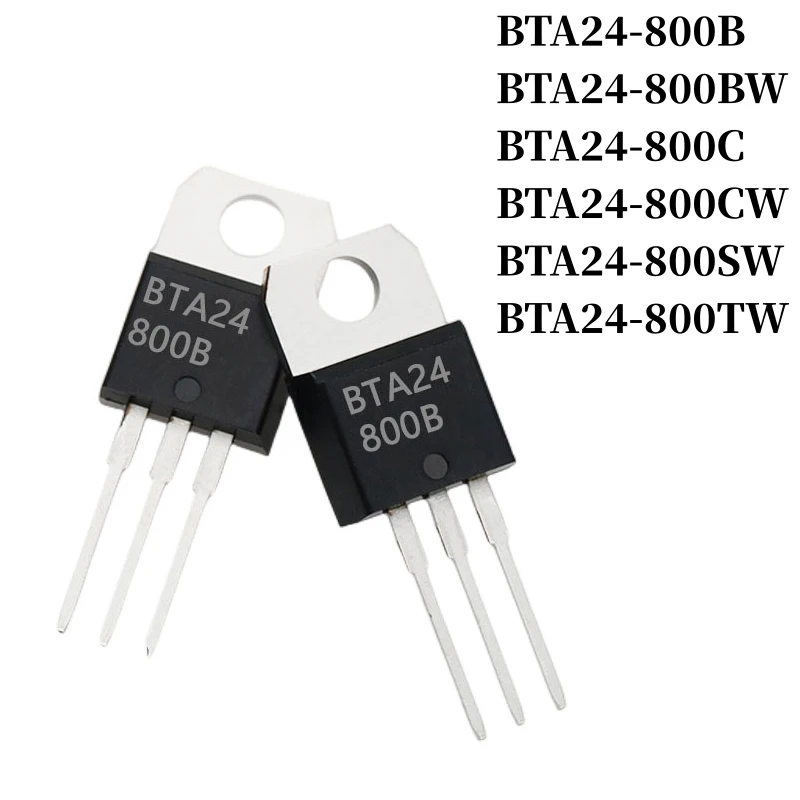 

5~500Pcs BTA24-800B BTA24-800BW BTA24-800C BTA24-800CW BTA24-800SW BTA24-800TW Triac TO-220 24A/800V DIP Thyristor Large Chip