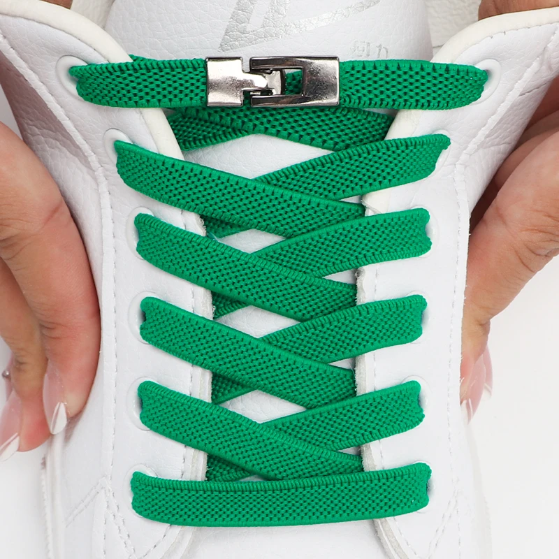 

Металлические шнурки Croos lock без завязок для взрослых, эластичные шнурки 8 мм шириной для обуви для бега, плоские повседневные аксессуары для обуви