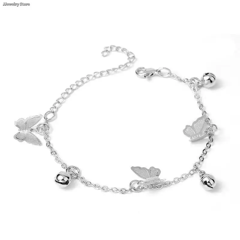 

Silver Plated Pretty Nice Butterfly Chain Bracelet Fashion Charm Anklet Wedding Cute Women Lady Party Gift Wholesale