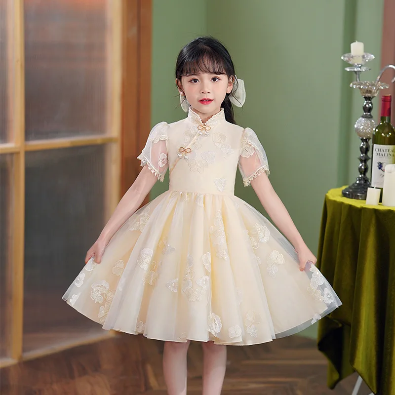 Children Party Formal Champagne Dress Princess Wedding Birthday Kids Short Sleeve Dress
Children Party Formal Champagne Dress Princess Wedding Birthday Kids Short Sleeve Dress