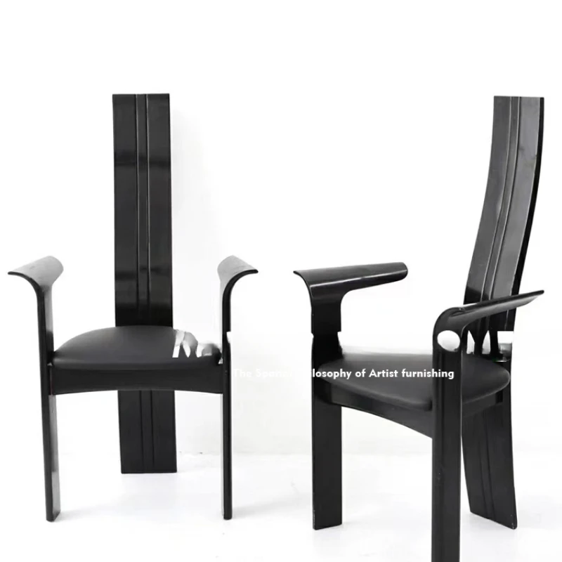 Medieval Solid Wood Chair Home Designer Cowhide High Backrest Retro Art Dining Chair with Armrests
Medieval Solid Wood Chair Home Designer Cowhide High Backrest Retro Art Dining Chair with Armrests