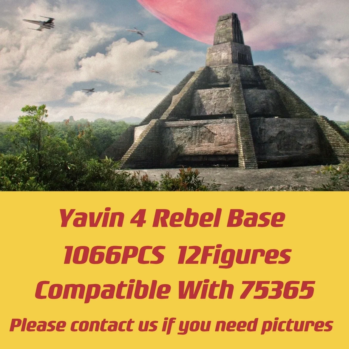 

2024 строительные блоки для конструктора Yavin IV Rebel 75365, строительные блоки для сборки, 1066 деталей, модели игрушек для детей, подарочный набор