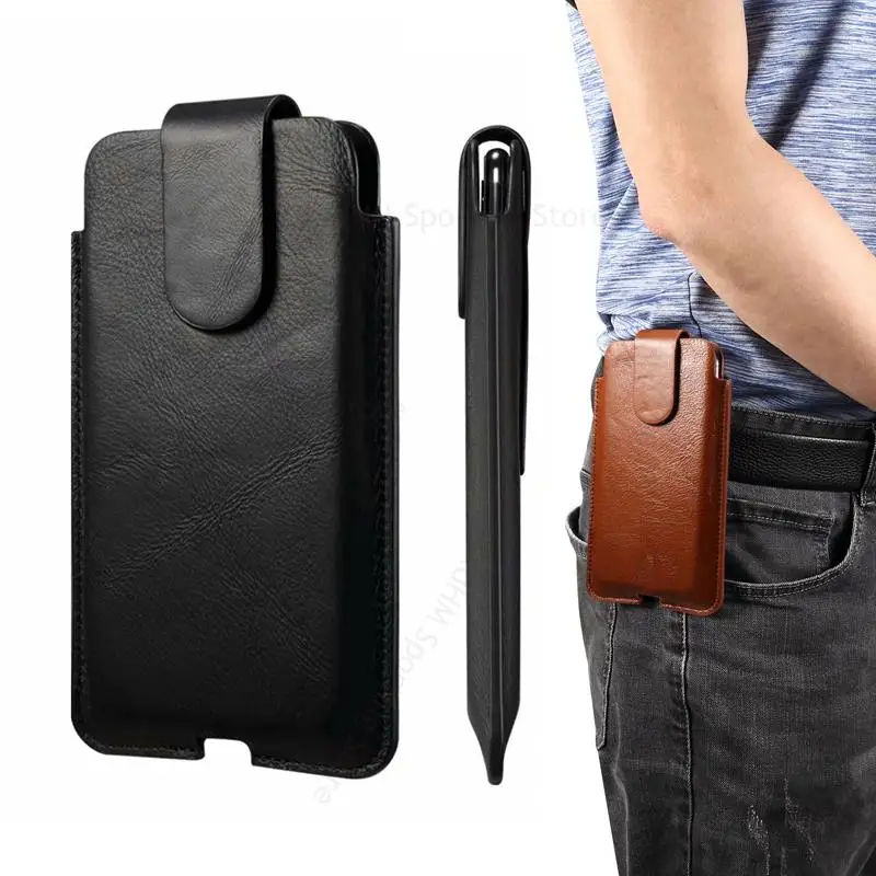 

Universal Leather Waist Bag Phone Pouch For Tecno Camon 18T 18i 18P 17P 16S 16 17 Pro 12 15 Air iAce 2x Magnetic Flip Phone Case