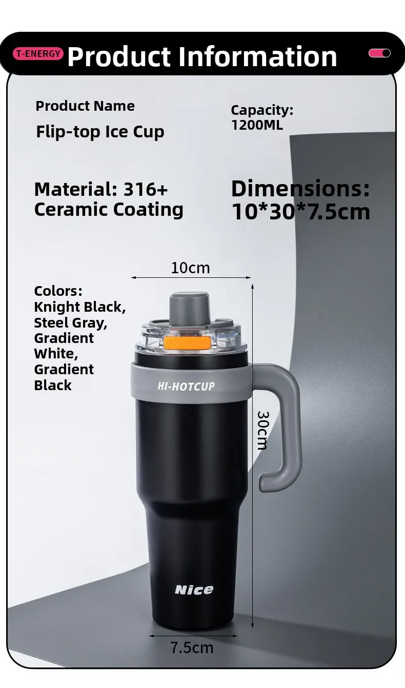Large Capacity Ceramic Insulated Water Bottle for Men 2025 New Model Portable Carrying Straw Cup Stainless Steel Tea Separator 14 Sbd306fb7121e47698dc6b8aabfb54893H