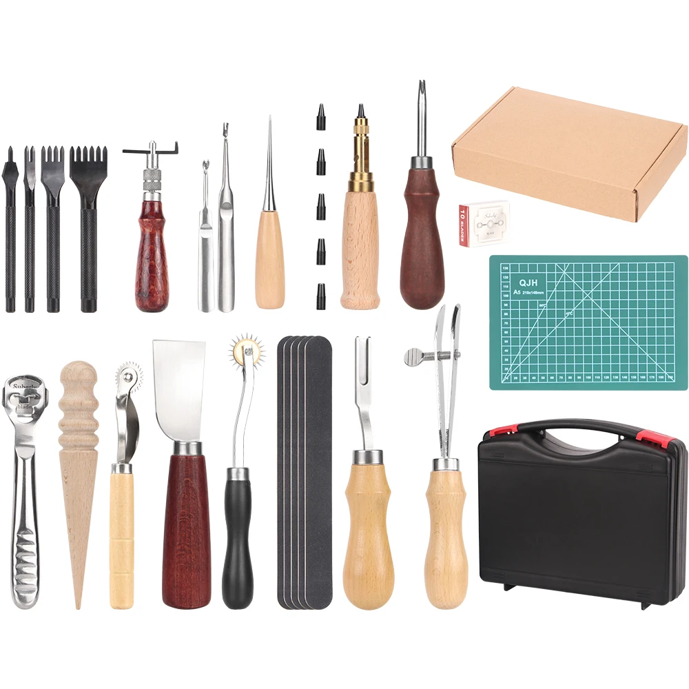QJH Leather Craft Tools Kit Set | Hand Stitching | DIY Punch | Saddle Set Accessories | Carving Work | Adults Gifts | Beginner
QJH Leather Craft Tools Kit Set | Hand Stitching | DIY Punch | Saddle Set Accessories | Carving Work | Adults Gifts | Beginner